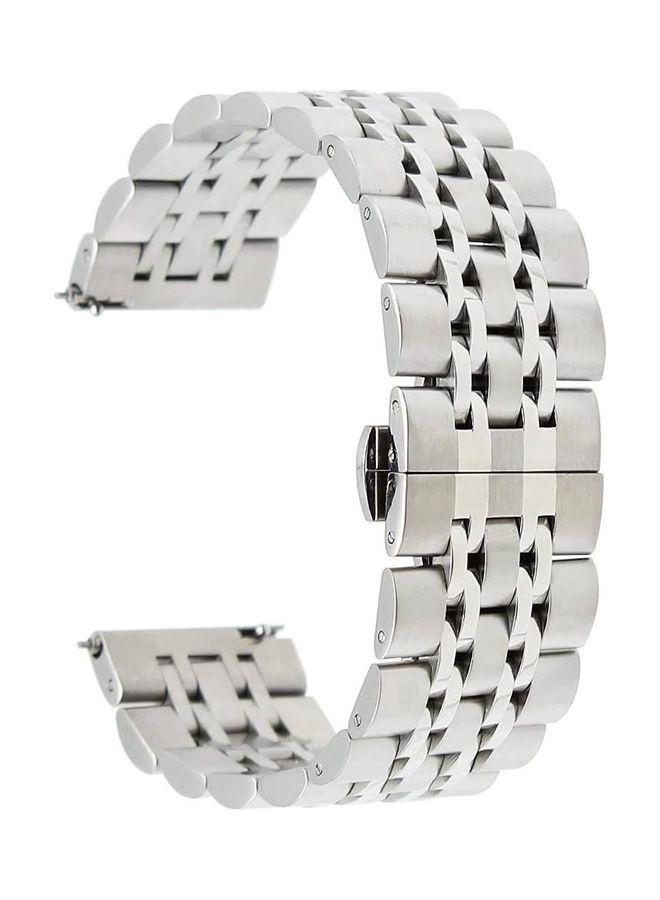 general Premium Brushed Stainless Steel Smartwatch Band with Polished Finish for Versatile Fitness and Daily Wear Compatible with 44mm Round Smartwatches - Image 1