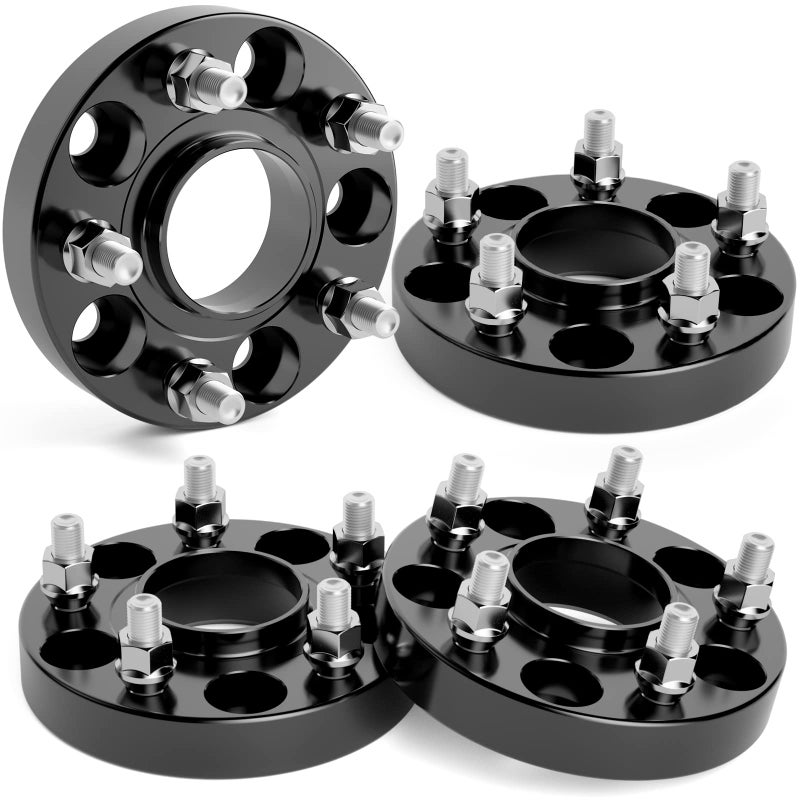 KSP 5x45 Wheel Spacers for Honda Civic Accord Element CRV Acura MDX TLX TSX ILX RSX CL 1 Inch 5x1143mm Hubcentric Forged Spacers 641mm Bore M12x15 Studs 5Lug Black Wheel Spacer Kit 4pcs