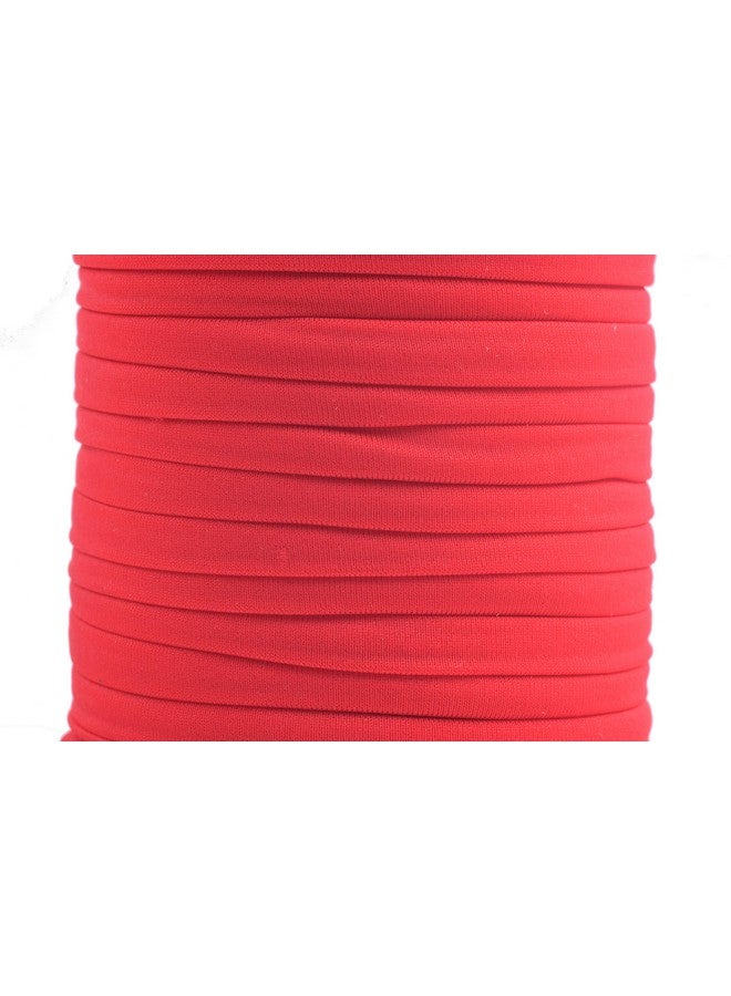 1 Roll 20 Yards 5.0Mm Flat Elastic Cord Stitched Stretchy Spandex Cord (Red)