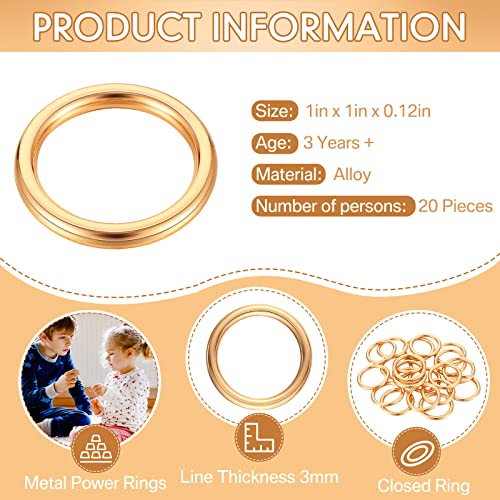 Chalyna 20 Pcs Toy Gold Power Rings Metal Game Figure Display Dream Catcher Rings with Drawstring Organza Bags1 x 08 InchGold - Image 5