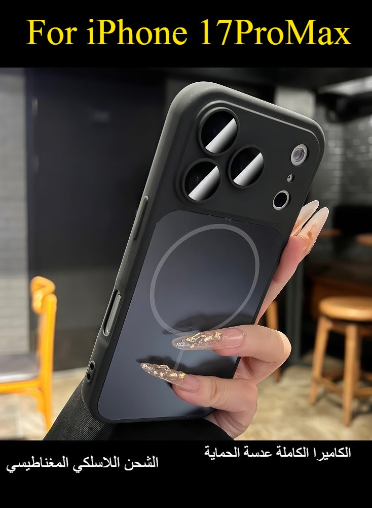 Dili Apple Black iPhone Case iPhone 17 Pro Max Luxury Upgrade  Magnetic Wireless Charging Phone Case Compatible iPhone Case Large Window Full Camera Lens Protection Shockproof Border Cover Gift for Woman and Man - Image 1