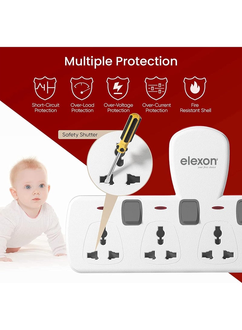 Elexon T Socket Universal Extension Power Adapter with 2 USB, Wall Socket 3 Way Electrical Outlet Adaptor, 3 Pin Electric Sockets for Home, Office - Image 4