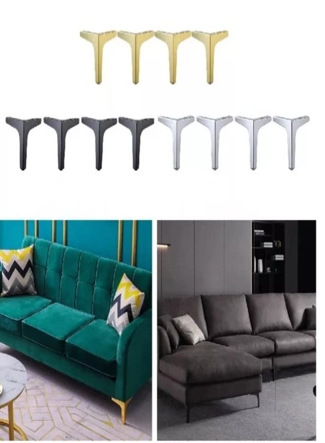Fascination Seating أرجل أريكة فاسينيشن، 5 بوصات، طلاء ذهبي لامع بتقنية PVD، على شكل حرف T، طقم من 4 قطع - Image 3