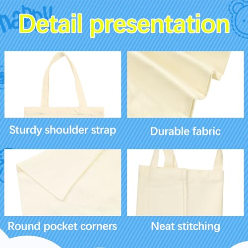 OKBA 20 Pcs 8X7.5 Inch Sublimation mini tote bags ，Blank Canvas Tote Bags Reusable Grocery Bags, small tote bags for kids DIY Sack Goody Bag for Party Event Bag -Beige - Image 3