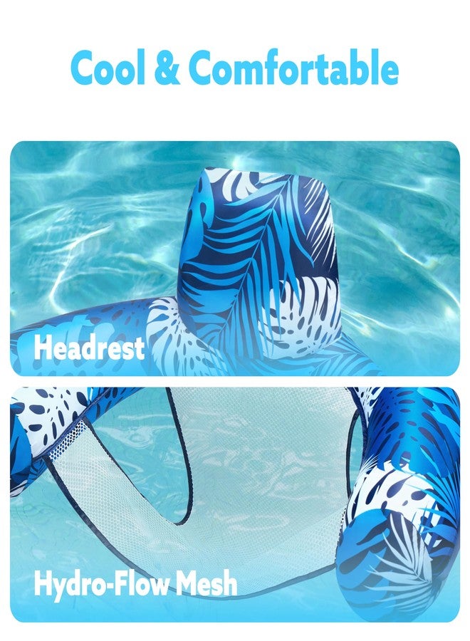 SLOOSH Inflatable Pool Noodle Chair,Pool Floats Chair Adult with Plant Pattern,Floating Water Hammock,Blow up Pool Noodles Rafts for Relaxing Swimming Party Summer Water Beach Lake Fun,Blue - Image 4