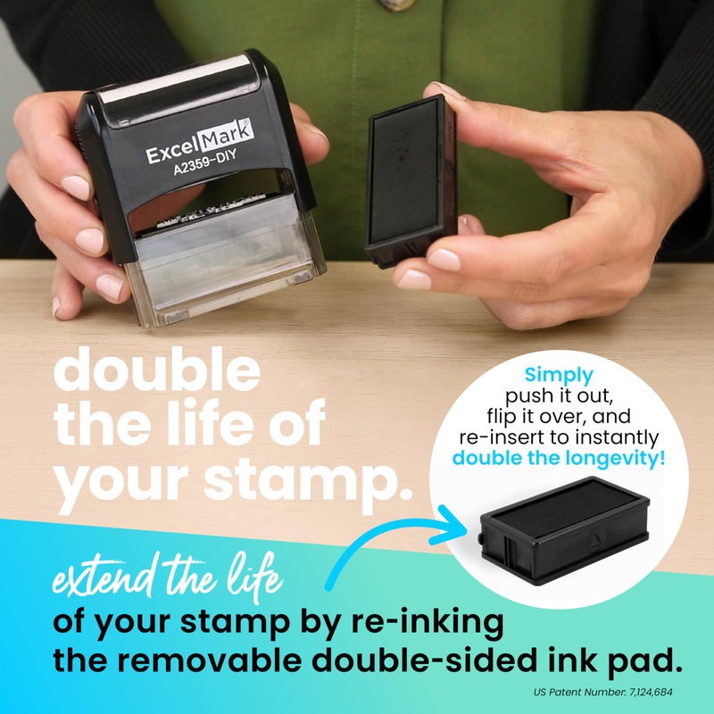 ExcelMark Self-Inking DIY Custom Rubber Stamp Kit - Personalized Stamper for Business or Home - Address Stamp, Message Stamp, and More (Black) - Image 5