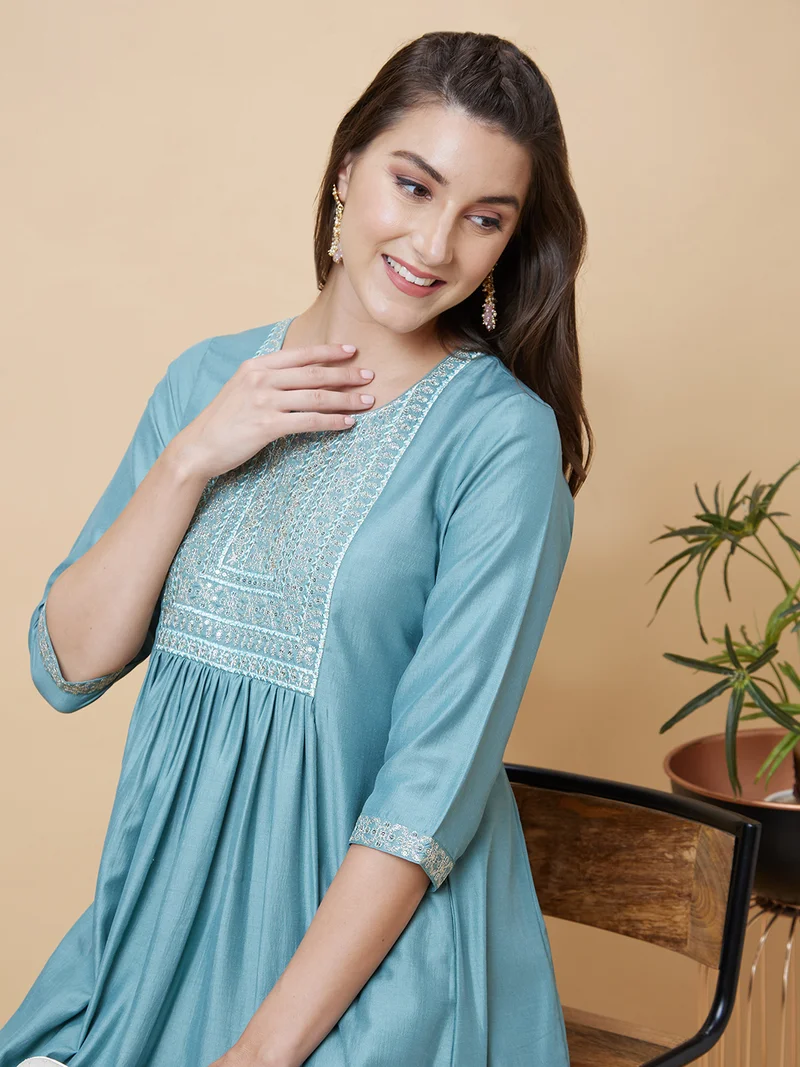 globus Women Floral Yoke Design Empire Anarkali Kurta