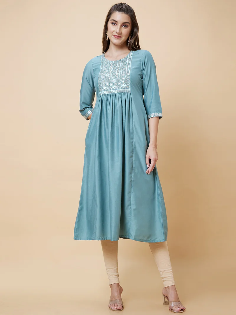 globus Women Floral Yoke Design Empire Anarkali Kurta