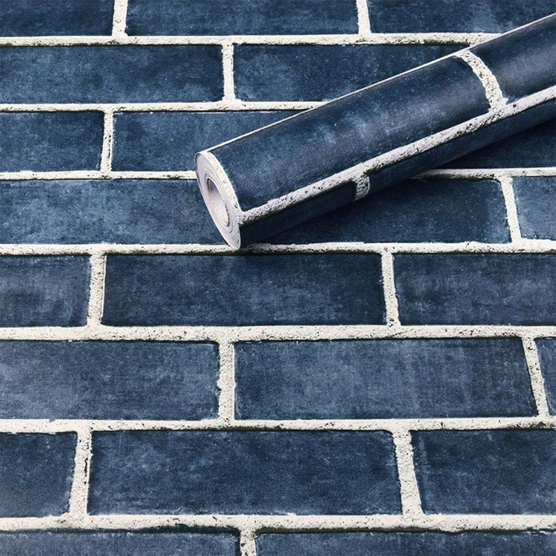 HeloHo 196.8"X17.7" Navy Blue Brick Wallpaper Peel and Stick Self-Adhesive Removable Brick 3D Textured Wall Paper for Kitchen Backsplash Living Room Bedroom Decor - Image 1