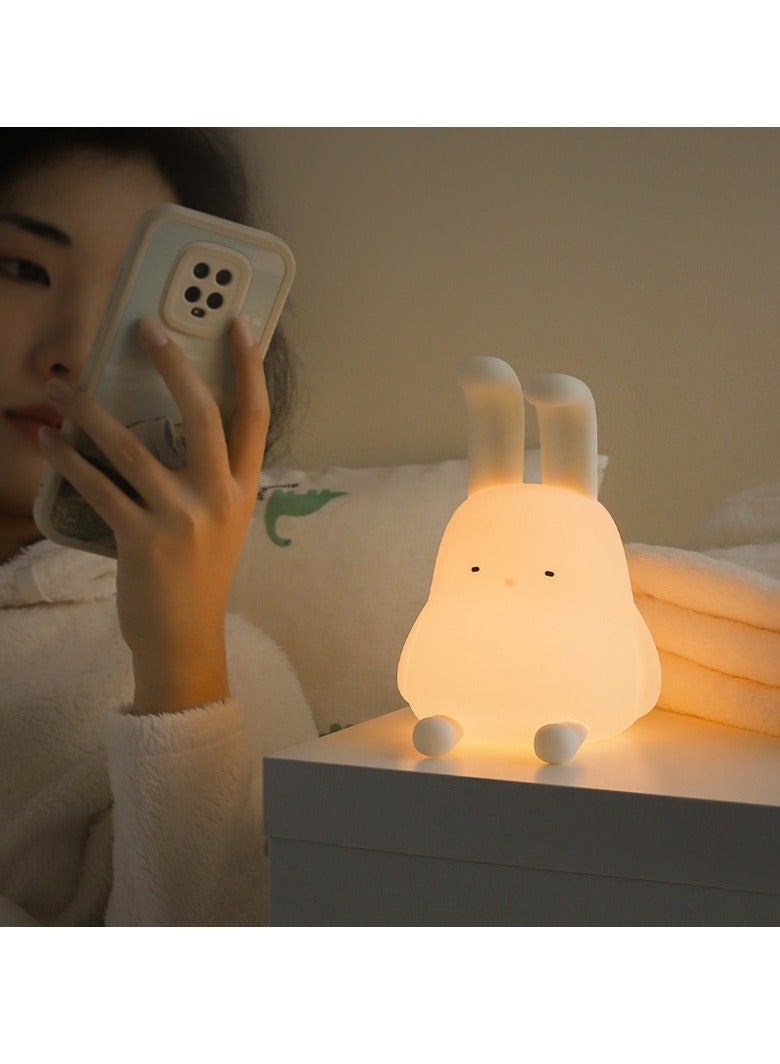 general Folding Rabbit Silicone Light Bedroom Bedside INS Wind Children's Cartoon Atmosphere Night Light Belt Mobile Phone Holder Timing（1W）  - Image 4