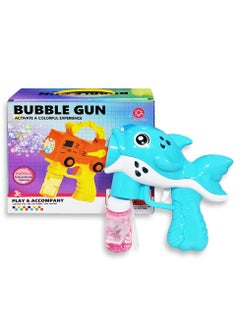 Dolphin Bubble Gun, fully automatic one-button bubble shooting with refillable bubble bottle and easy to install, suitable for birthday parties, events and daily play in the garden or indoors, stimulate social interaction between children, safe for children 3 years and older