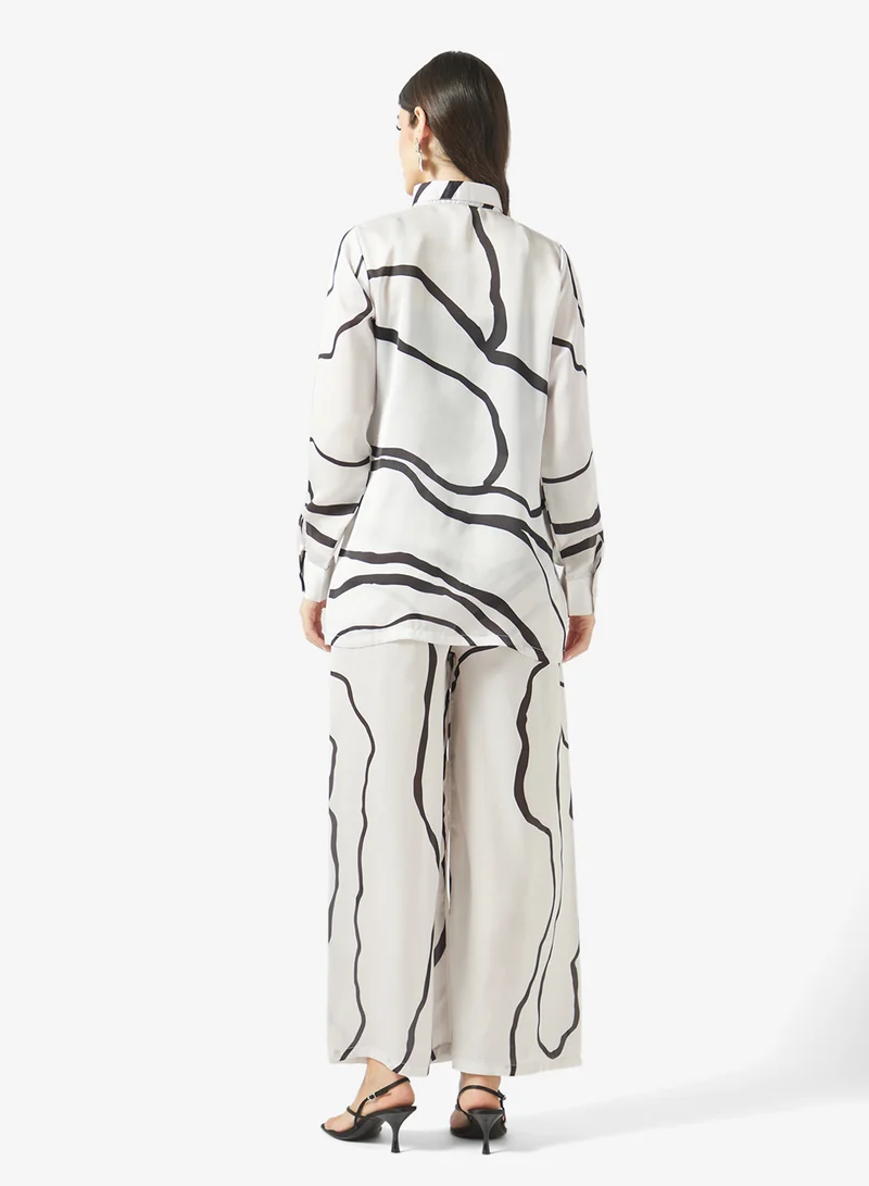 Fyor Abstract Print Button-Down Co-Ord Set