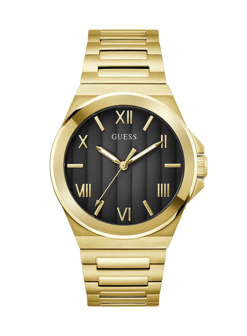 GUESS ساعة يد للرجال بتصميم أنالوج كوارتز بلون ذهبي من الفينيل GW0789G2 - 44 مم - Image 1