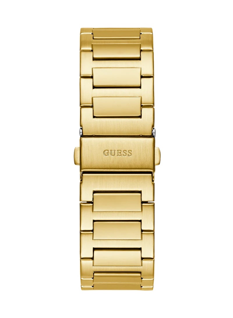 GUESS ساعة يد للرجال بتصميم أنالوج كوارتز بلون ذهبي من الفينيل GW0789G2 - 44 مم - Image 4