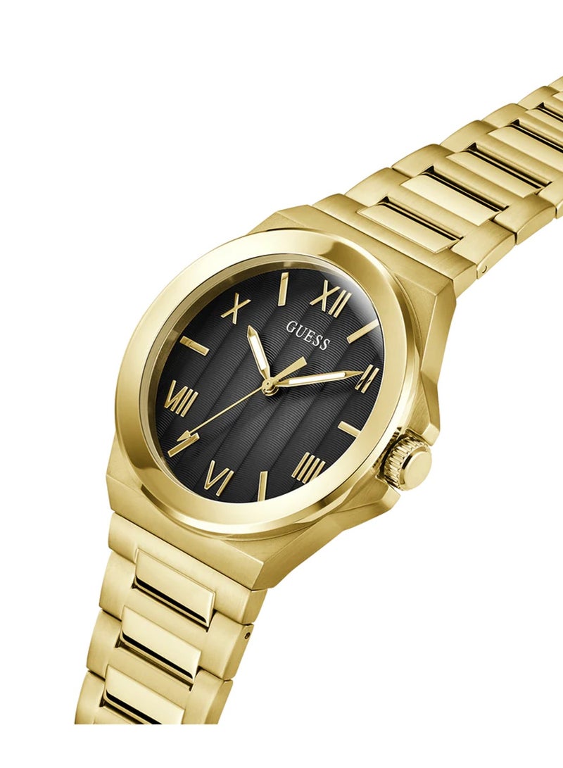 GUESS ساعة يد للرجال بتصميم أنالوج كوارتز بلون ذهبي من الفينيل GW0789G2 - 44 مم - Image 2