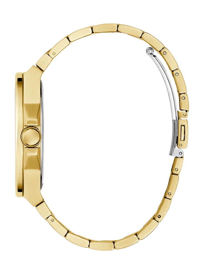 GUESS ساعة يد للرجال بتصميم أنالوج كوارتز بلون ذهبي من الفينيل GW0789G2 - 44 مم - Image 3