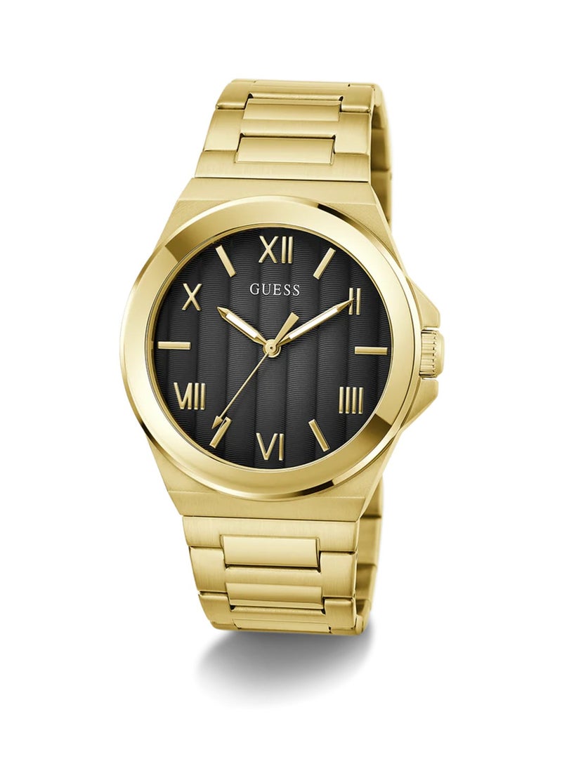 GUESS ساعة يد للرجال بتصميم أنالوج كوارتز بلون ذهبي من الفينيل GW0789G2 - 44 مم - Image 5