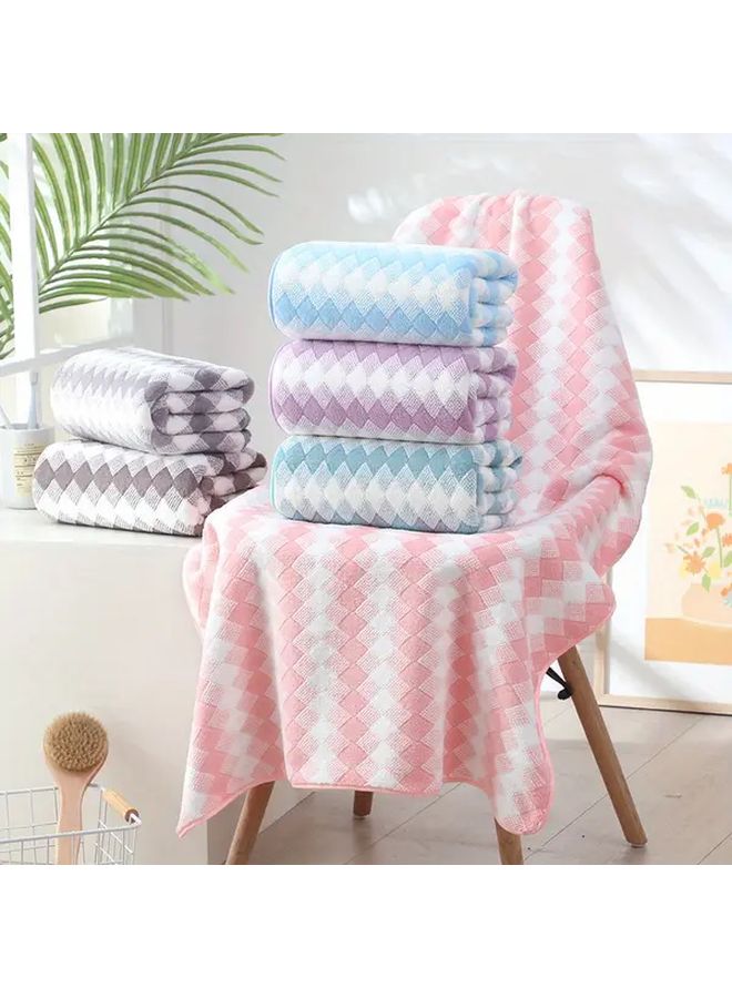 Light Purple Geometric Lattice Bath Towel Super Soft Quick Dry Absorbent Polyester Blend - Image 5
