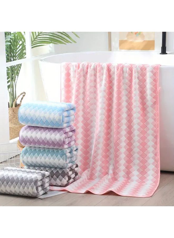 Light Purple Geometric Lattice Bath Towel Super Soft Quick Dry Absorbent Polyester Blend - Image 3