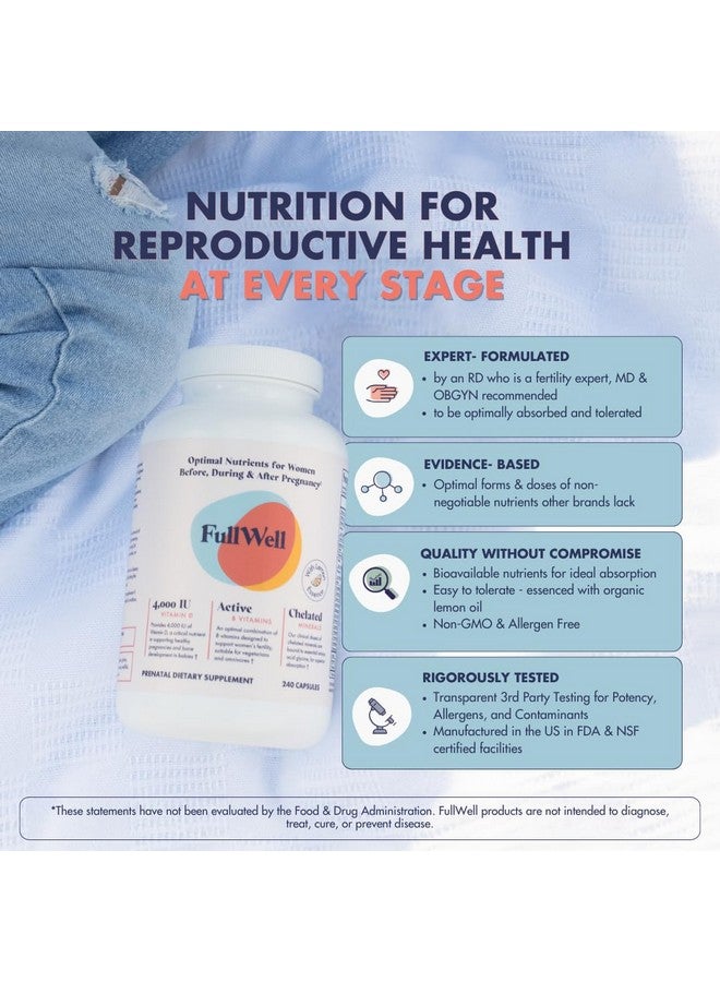 FullWell Prenatal Vitamins Lemon | choline, folate, vitamin D for fetal growth, brain development | 26 Vital Nutrients | Dietitian-formulated, OBGYN recommended, non-GMO, 3rd Party tested, 60 Servings - Image 2