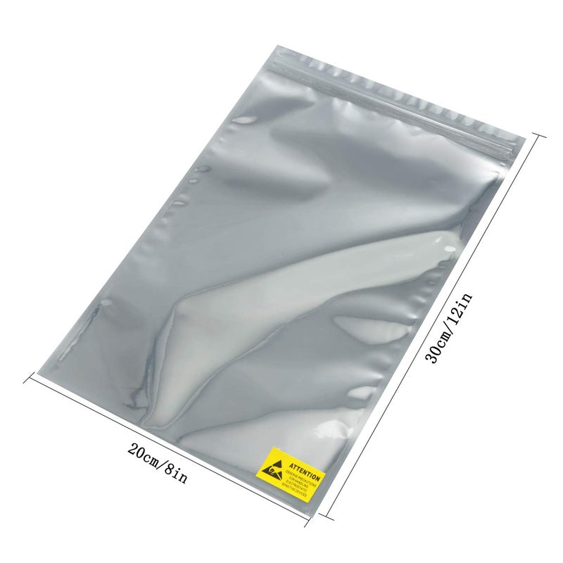 MWRF Source 100 PC Zip Lock Top Anti-Static Bags and Labels for Electronic Devices, 8x12 inches, 203x304 mm - Image 2