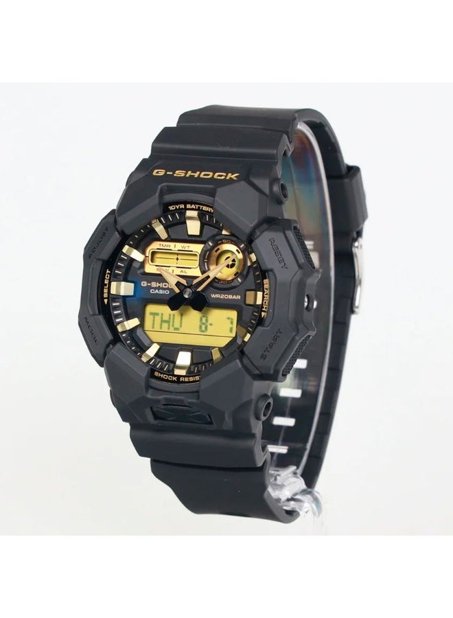 Casio G-Shock GA-010GB-1A9, Analog-Digital Watch, Black Resin Band and Case, Gold Tone Accents, Shock Resistant, 200M Water Resistance, LED Light, World Time, Stopwatch, Countdown Timer, 5 Alarms - Image 3