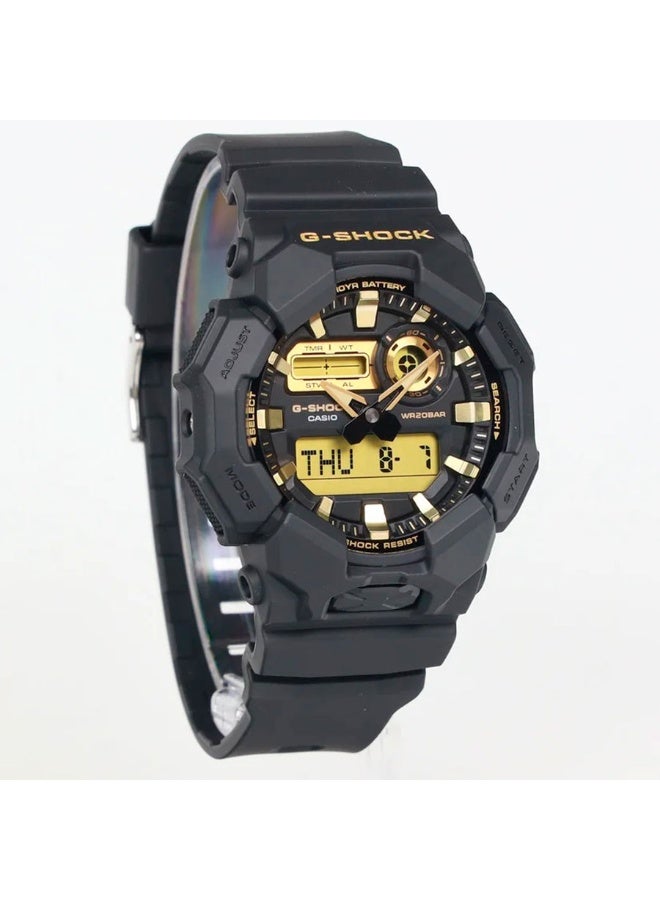 Casio G-Shock GA-010GB-1A9, Analog-Digital Watch, Black Resin Band and Case, Gold Tone Accents, Shock Resistant, 200M Water Resistance, LED Light, World Time, Stopwatch, Countdown Timer, 5 Alarms - Image 2