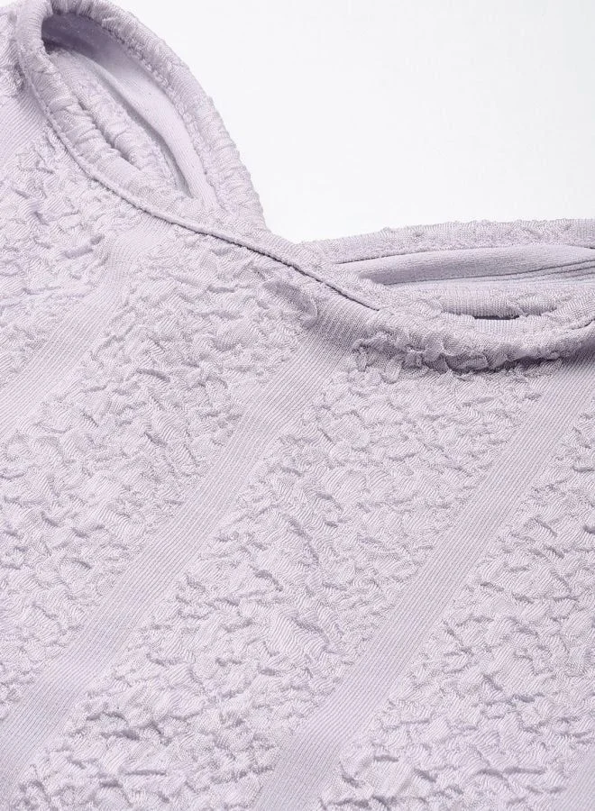 مرفوعة Women Regular Fit Textured Crew Neck Sleeveless Crop Top