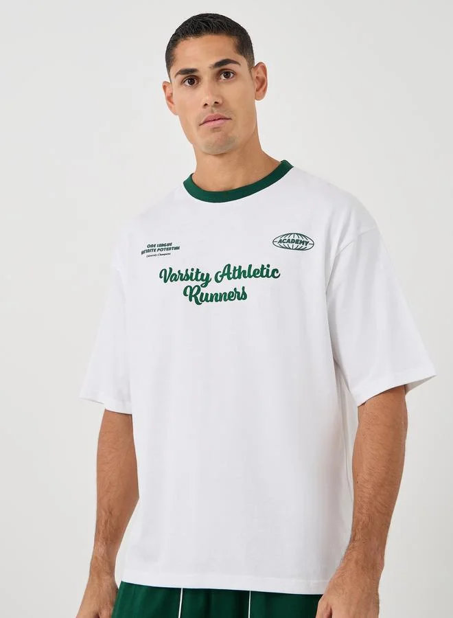 Styli Styli Mock Neck Oversized T-Shirt and Piping Detail Shorts Co-Ords