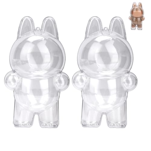 WALLFID 2pcs Clear Figure Display Case with KeychainPlastic Protective Cover for Blind Box FiguresPortable Dustproof Mini Doll Storage BagBlind Box Display Pouch for Fans and Collectors Standing - Image 1