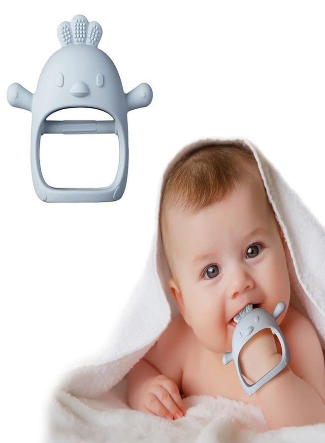 lizepto Baby Toy - 2 in 1 Teether for Infants | Silicone & Neem Wood Teether | BPA Free, Soft, Safe & Non-Toxic Chewing Toy for Babies | Natural Soothing Relief (Light Blue Teether) - Image 1