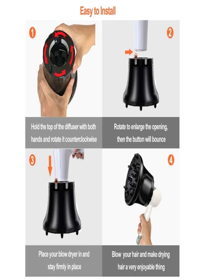 Universal Hair Diffuser, Hair Dryer Diffuser Attachment for Curly and Natural Wavy Hair, Professional Blow Dryer Diffuser - Image 2