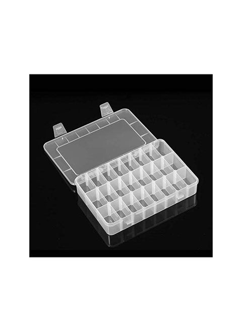 Organizer Container Box, DELFINO 24 Grids Storage Box with Adjustable Dividers Organizer Storage Container Removable Grid Compartment Big Clear Slot box Case for Beads Earring Small Items