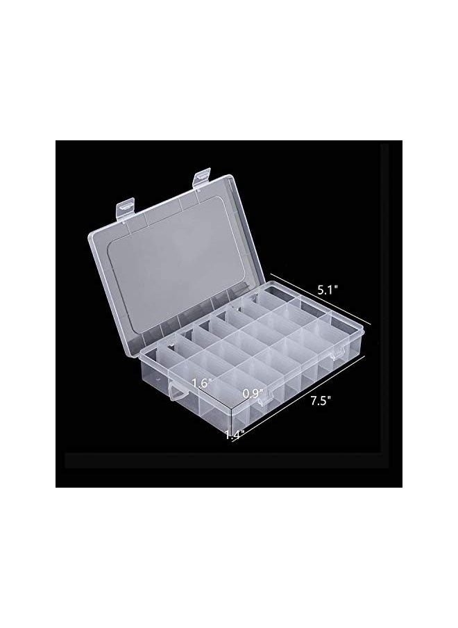 Delfino - Organizer Container Box, DELFINO 24 Grids Storage Box with Adjustable Dividers Organizer Storage Container Removable Grid Compartment Big Clear Slot box Case for Beads Earring Small Items - Image 1