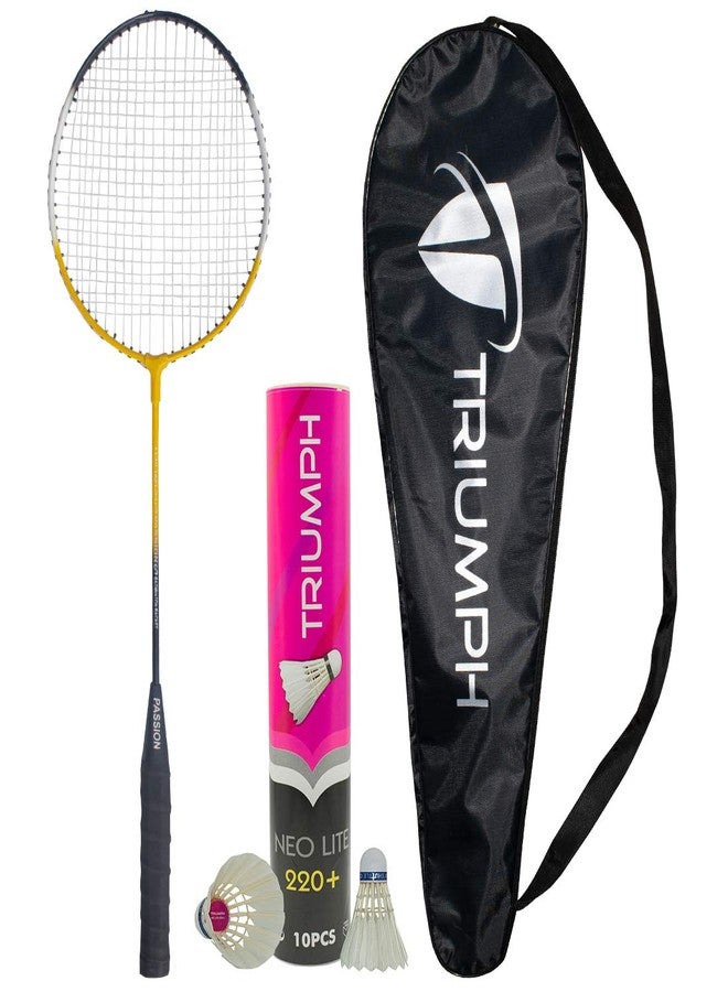 TRIUMPH Badminton Racket, Badminton Shuttle Cock, Badminton Racquet Triumph Passion 1 Pc with 10 Pc Triumph Neo Lite-220+ Duck Feather Shuttlecock & Full Racket Cover - Image 1