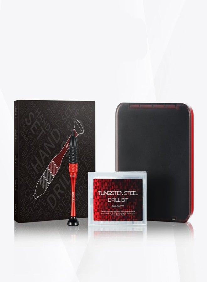 ANSAI Precision Aluminum Alloy Hand Drill Set, Tungsten Steel Drill Bits (0.3mm-1.2mm)10pcs for Hobby Scale Model, Crafts - Image 1