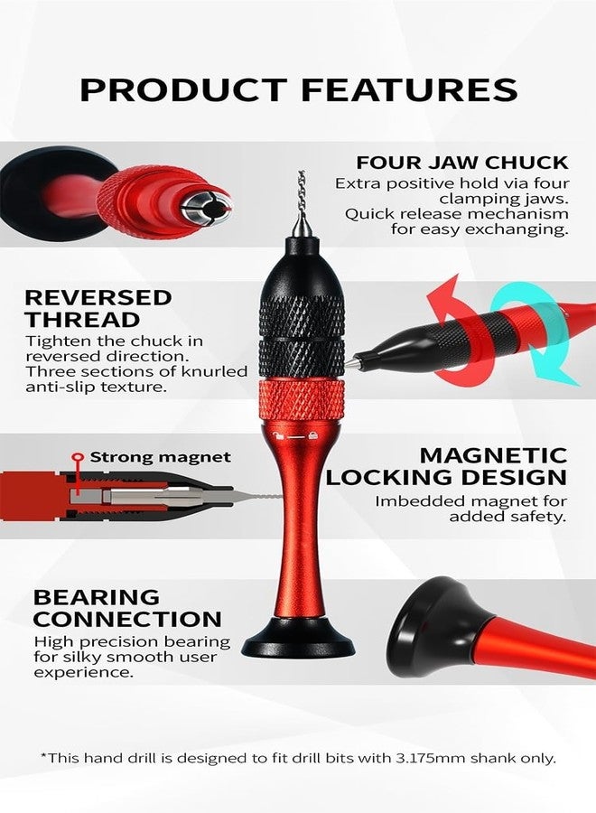 ANSAI Precision Aluminum Alloy Hand Drill Set, Tungsten Steel Drill Bits (0.3mm-1.2mm)10pcs for Hobby Scale Model, Crafts - Image 4