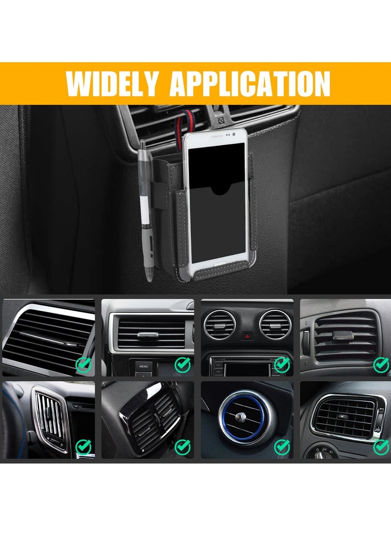 Excefore Car Air Vent Storage Bag, Multifunctional Mobile Phone Accessories Hanging Bag, Car Air Outlet Mobile Phone Accessories Storage Bag Mini Storage Bag PU Leather Sunglasses Pocket - Image 3