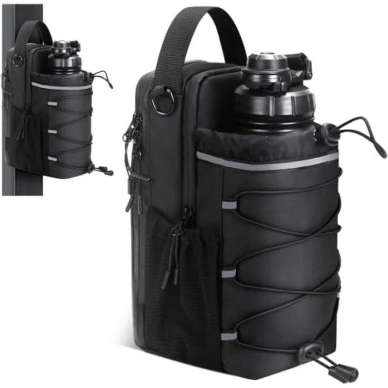 Magnetic Gym Bag for Water Bottle, Sports and Travel Carrier for Men and Women with Phone Pocket, Adjustable Shoulder Strap, Secure Magnetic Water Bottle Holder, Gym Accessories Organizer Black - Image 1