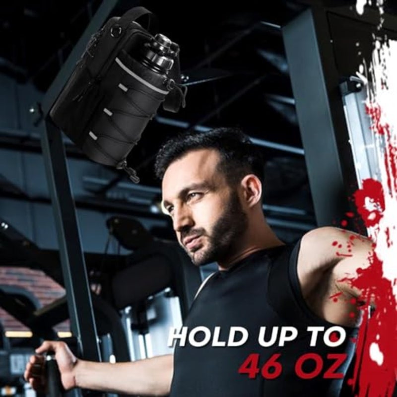 Magnetic Gym Bag for Water Bottle, Sports and Travel Carrier for Men and Women with Phone Pocket, Adjustable Shoulder Strap, Secure Magnetic Water Bottle Holder, Gym Accessories Organizer Black - Image 2