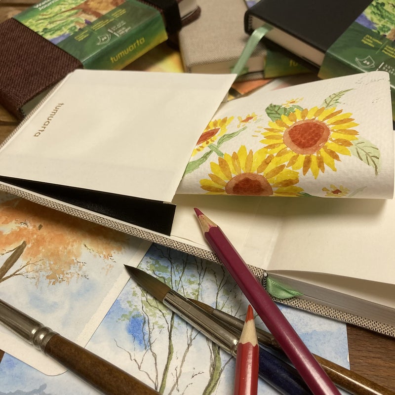 tumuarta Watercolor Journal, 3.5x5.5”, 140 LB, 300 GSM, Cotton Paper, Cold Press, 24 Sheets, 48 Pages, Watercolor Paper Sketch Books for Use As Mixed Media Pad On The Go - Image 5