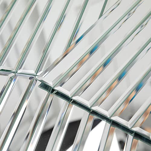 Diflart Beveled Mirror Backsplash Tiles for Kitchen, Silver Strip, 12x12 Inch, Mirror Strip Tile for Bathroom Accent Wall, Pack of 5 Sq.ft - Image 1