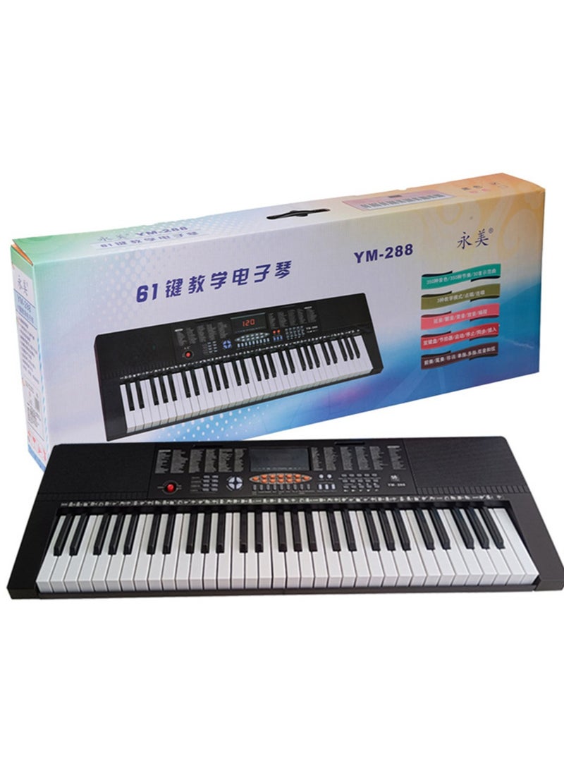 YONGMEI - 61 Key Keyboard Piano for Beginners LED Display YM288 Eletronic Keyboard Digital Piano with Sheet Music Stand, Power Supply, Small Microphone, Keyboard Stand - Image 1