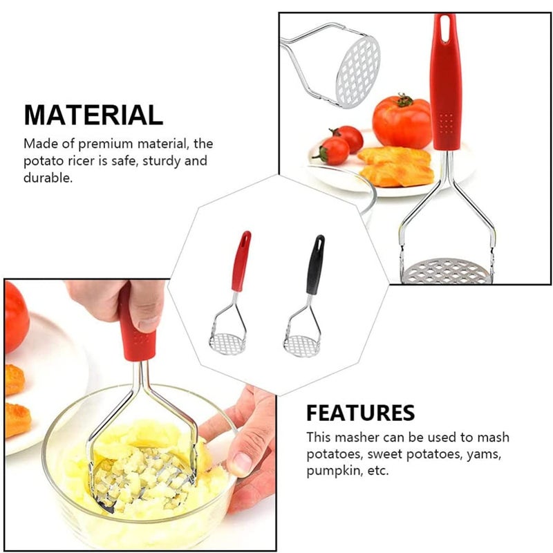 HEXONIQ HEXONIQ Potato Masher with Non Slip Heat Resistance Handle and Large Round Press Plate for Vegetable Fruits and Baby Food Sturdy Easy to Use for Cooking Kitchen Gadget Random Color Pack of 2 - Image 2