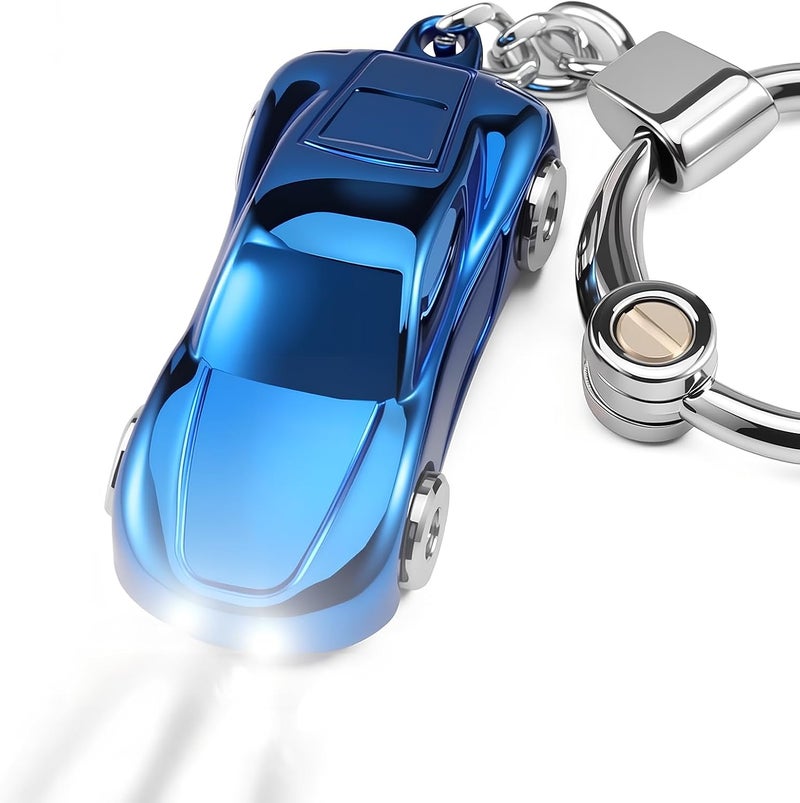 SOMGEM Creative Key Chain Car Keychain Flashlight with 2 Modes LED Lights 2 in 1 Car Key Chain Ring for Office Backpack Purse Charm,Great Gift for Men or Women - Image 1