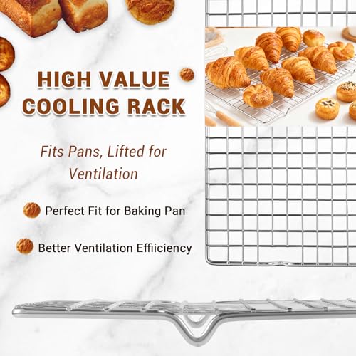 BEWOS Baking Sheet Pans With Racks Set - Including 17.6 × 12 × 1.26 Inch Carbon Steel Baking Sheet, Set of 106 (3 Sheets + 3 Cooling Racks + 100 Parchment Paper), Nonstick Bakeware sets for Baking - Image 4