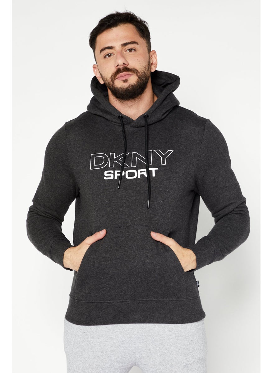 DKNY Sport Men Hooded Neck Brand Logo Print Long Sleeves Sweatshirt, Black  - Image 1