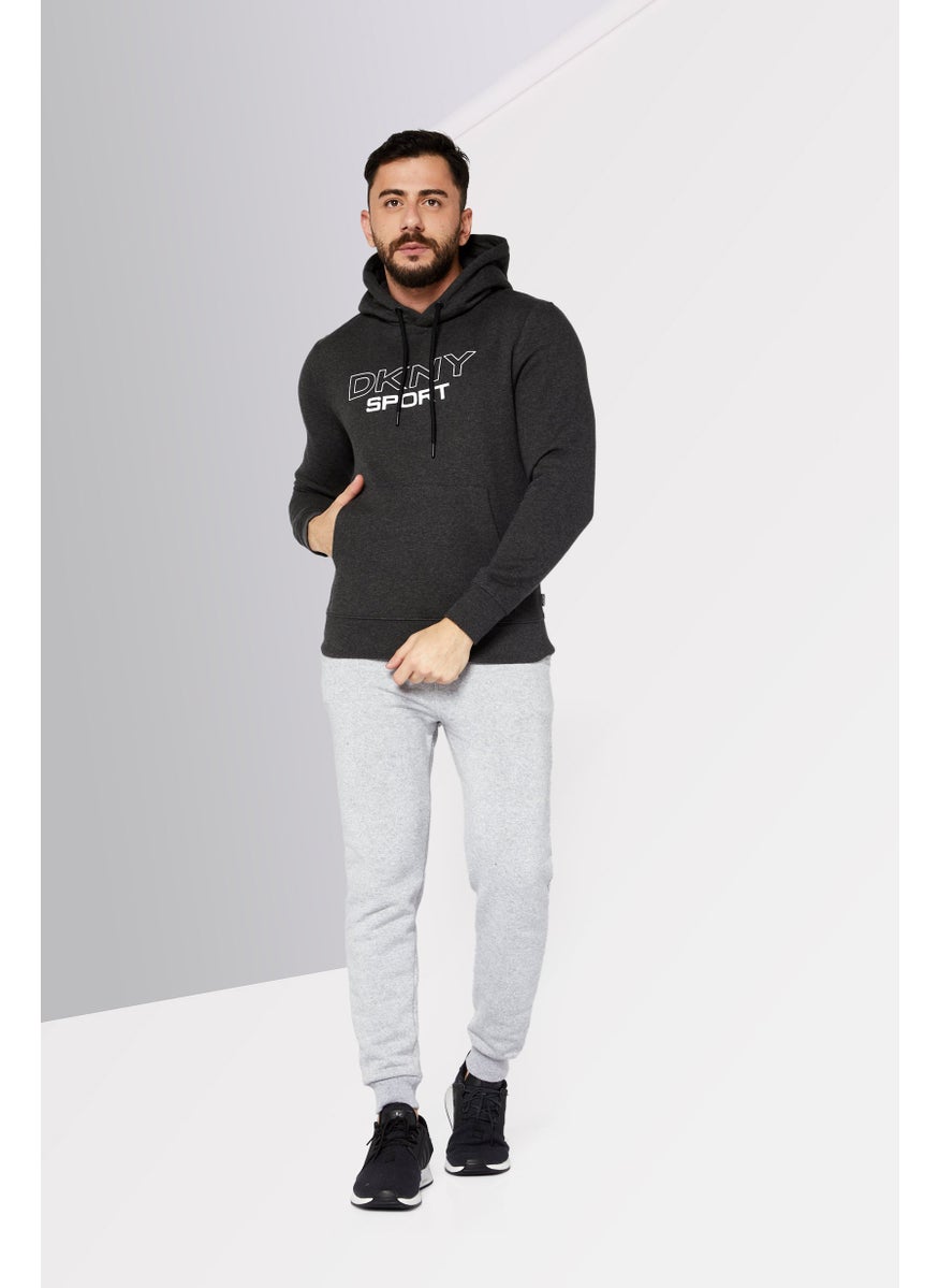 DKNY Sport Men Hooded Neck Brand Logo Print Long Sleeves Sweatshirt, Black  - Image 2
