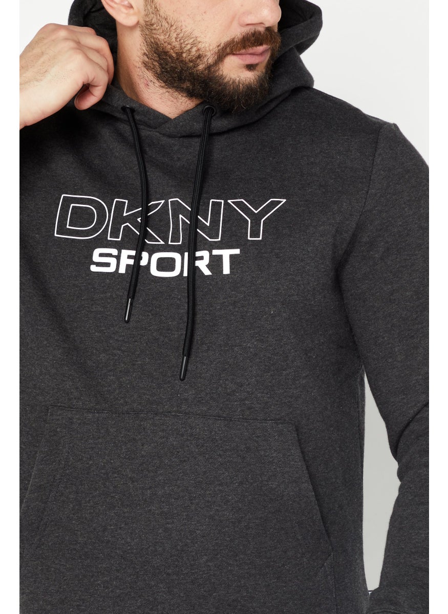 DKNY Sport Men Hooded Neck Brand Logo Print Long Sleeves Sweatshirt, Black  - Image 4