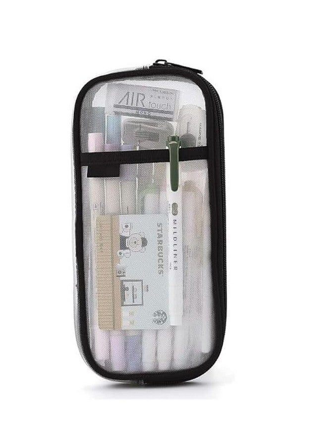 DROPOSALE Transparent Pen Pouch Keep Your Writing Essentials Organized and Visible Best for Student Exams Pack of 1 (Black Color) - Image 1